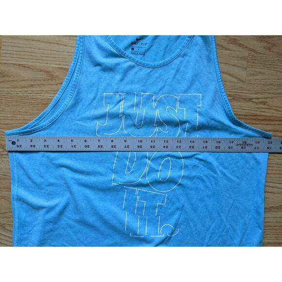 Nike Drifit Just Do It Tank Top Size L Blue Swoosh Logo Blue Athletic - Picture 6 of 7